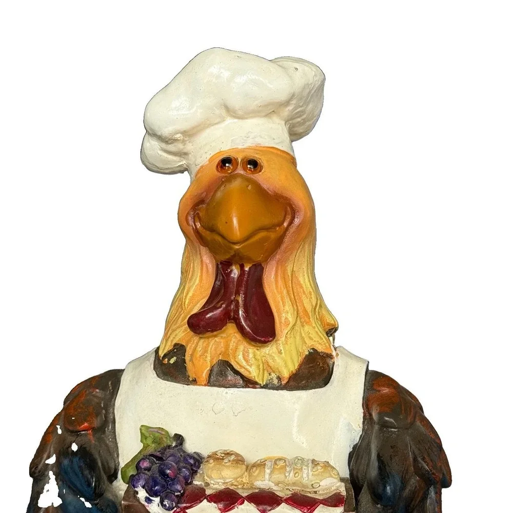 Vintage Rooster Chicken Chef Perpetual Calendar Resin Kitchen Counter Decor 11